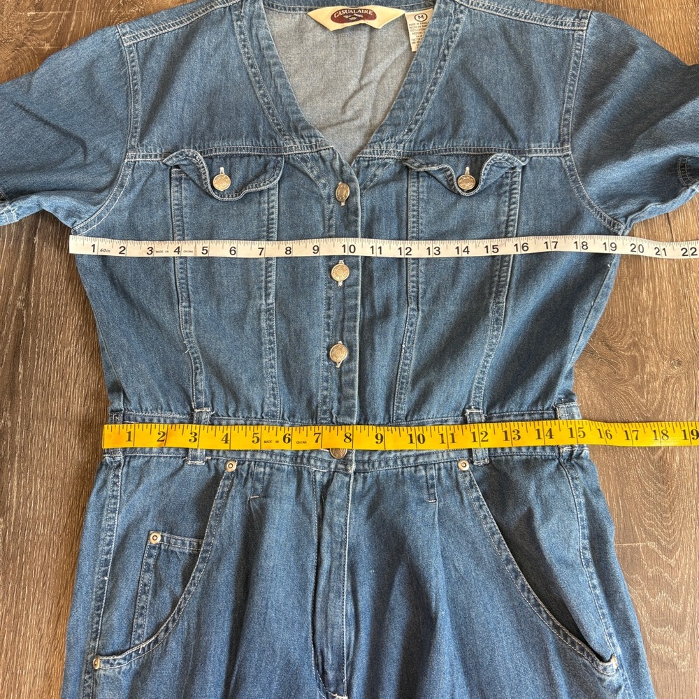 vintage 90s Casualaire denim short sleeve jumpsuit - Picture 5 of 9